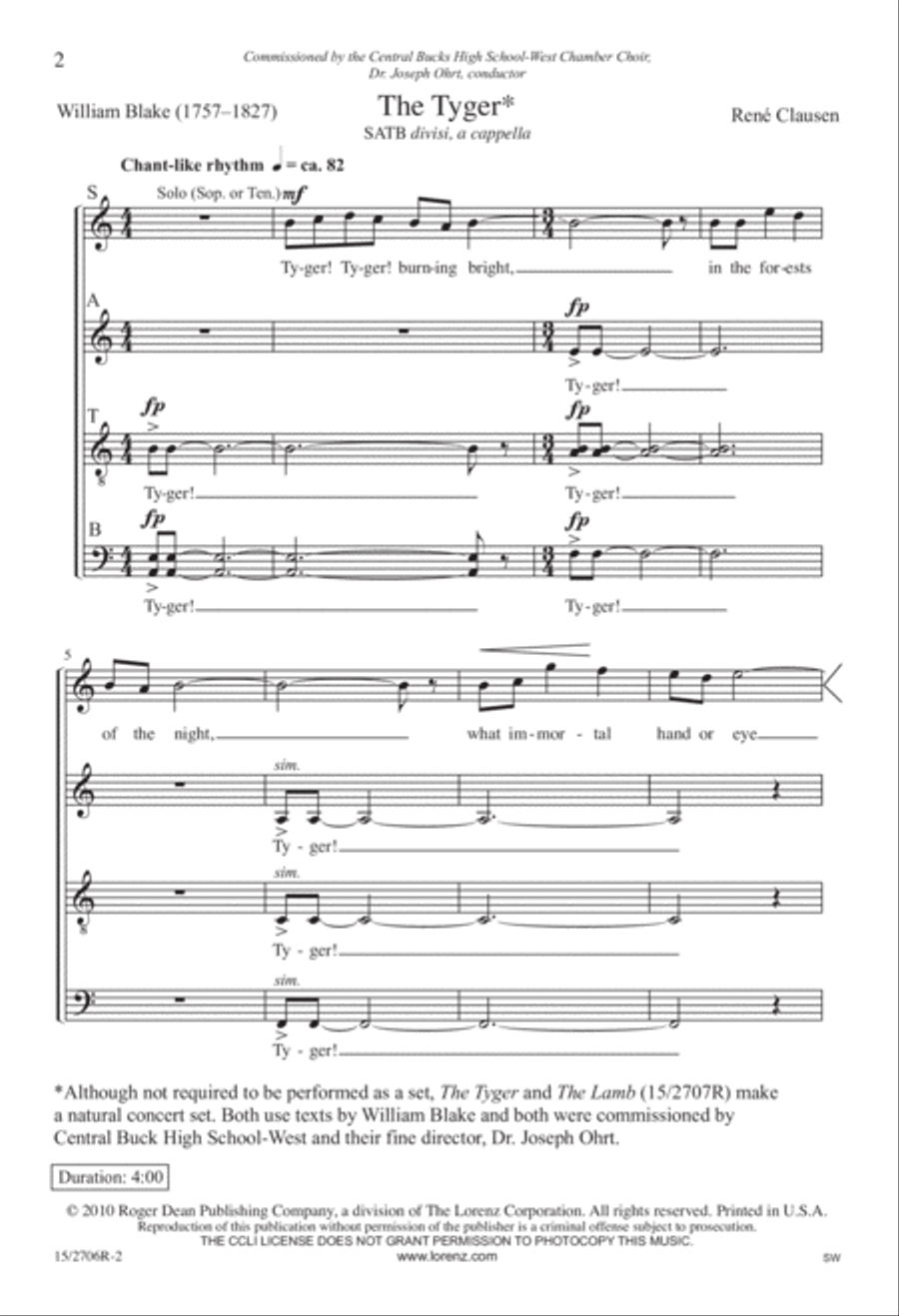 The Tyger The Tyger Divisi scores gallery preview page 3