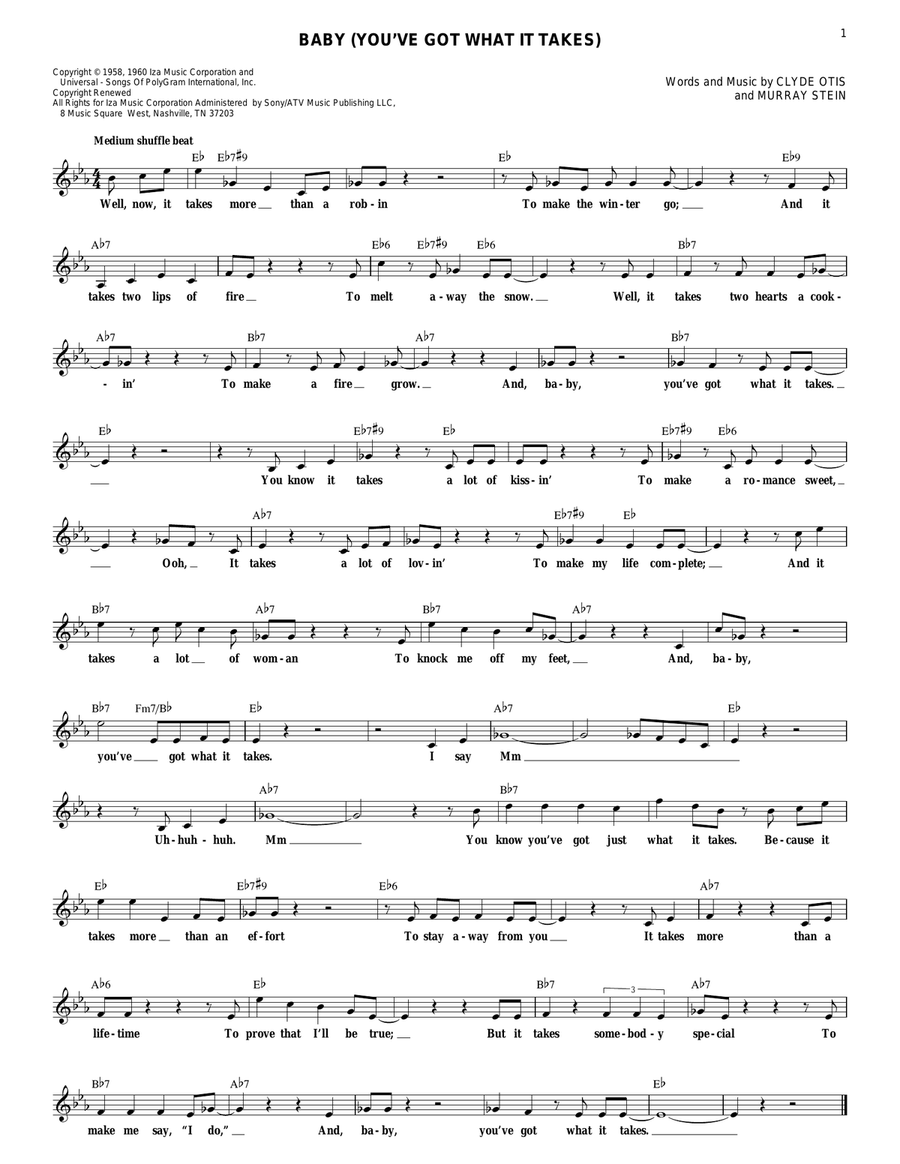 Baby (You've Got What It Takes) Electric Guitar scores gallery preview page 1