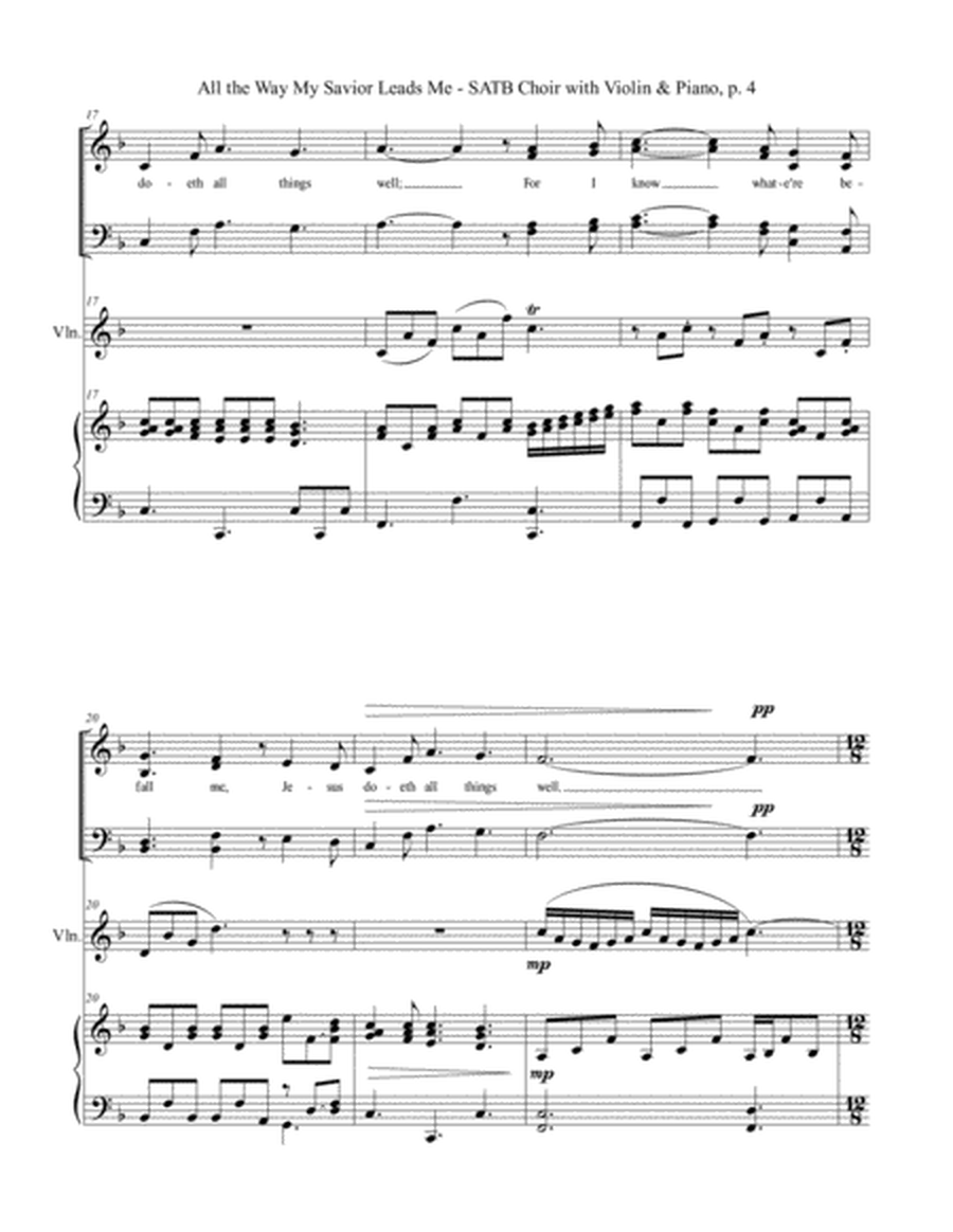ALL THE WAY MY SAVIOR LEADS ME (SATB Choir with Violin & Piano - Octavo plus Violin & Choir Part inc image number null