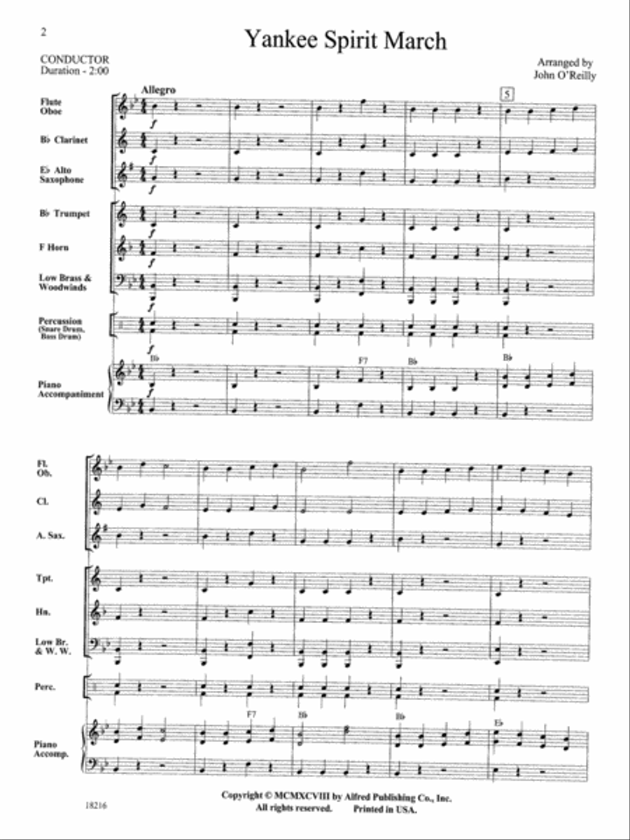 Yankee Spirit March: Score Concert Band scores gallery preview page 2