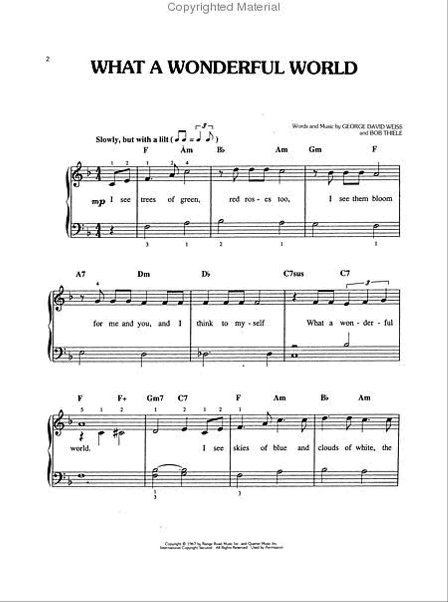 What A Wonderful World Piano, Vocal, Guitar scores gallery preview page 2