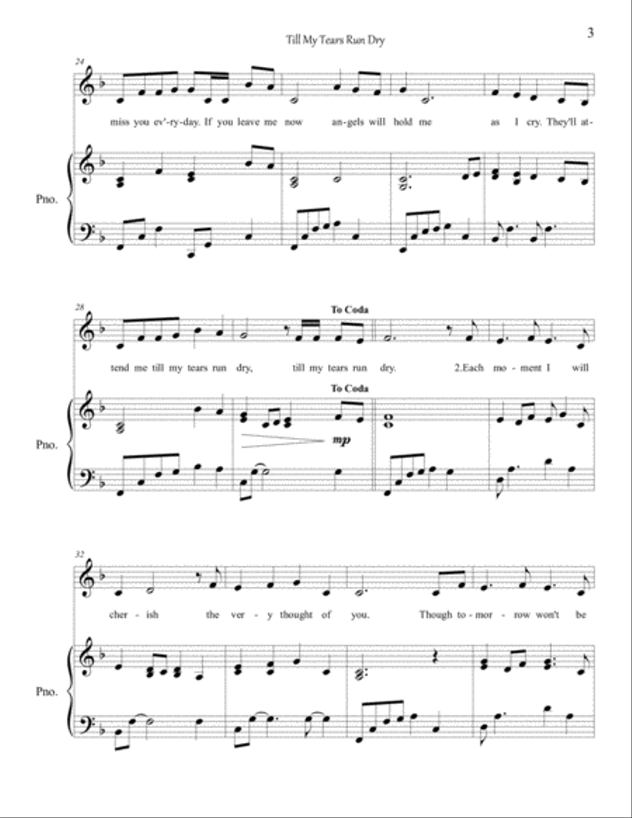 Till My Tears Run Dry Alto Voice scores gallery preview page 3