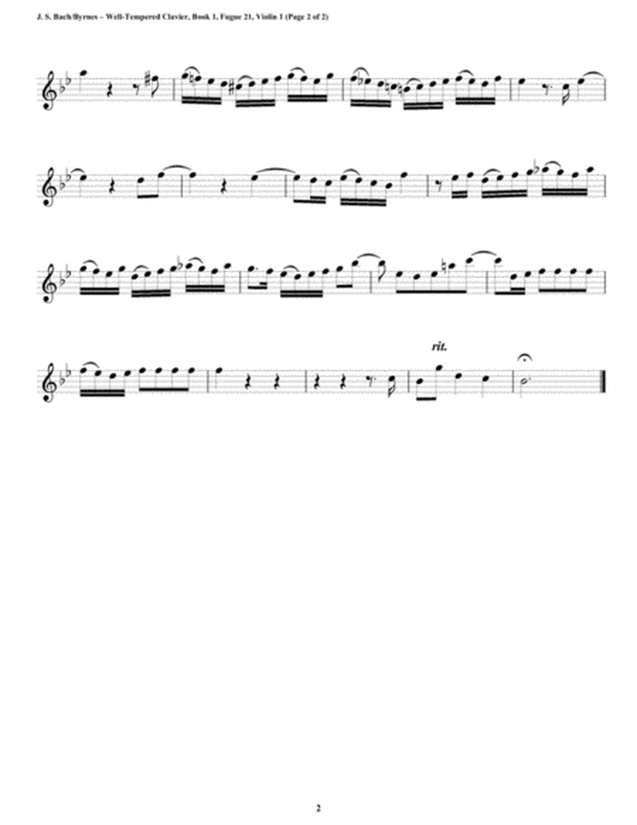Fugue 21 from Well-Tempered Clavier, Book 1 (String Quintet) image number null