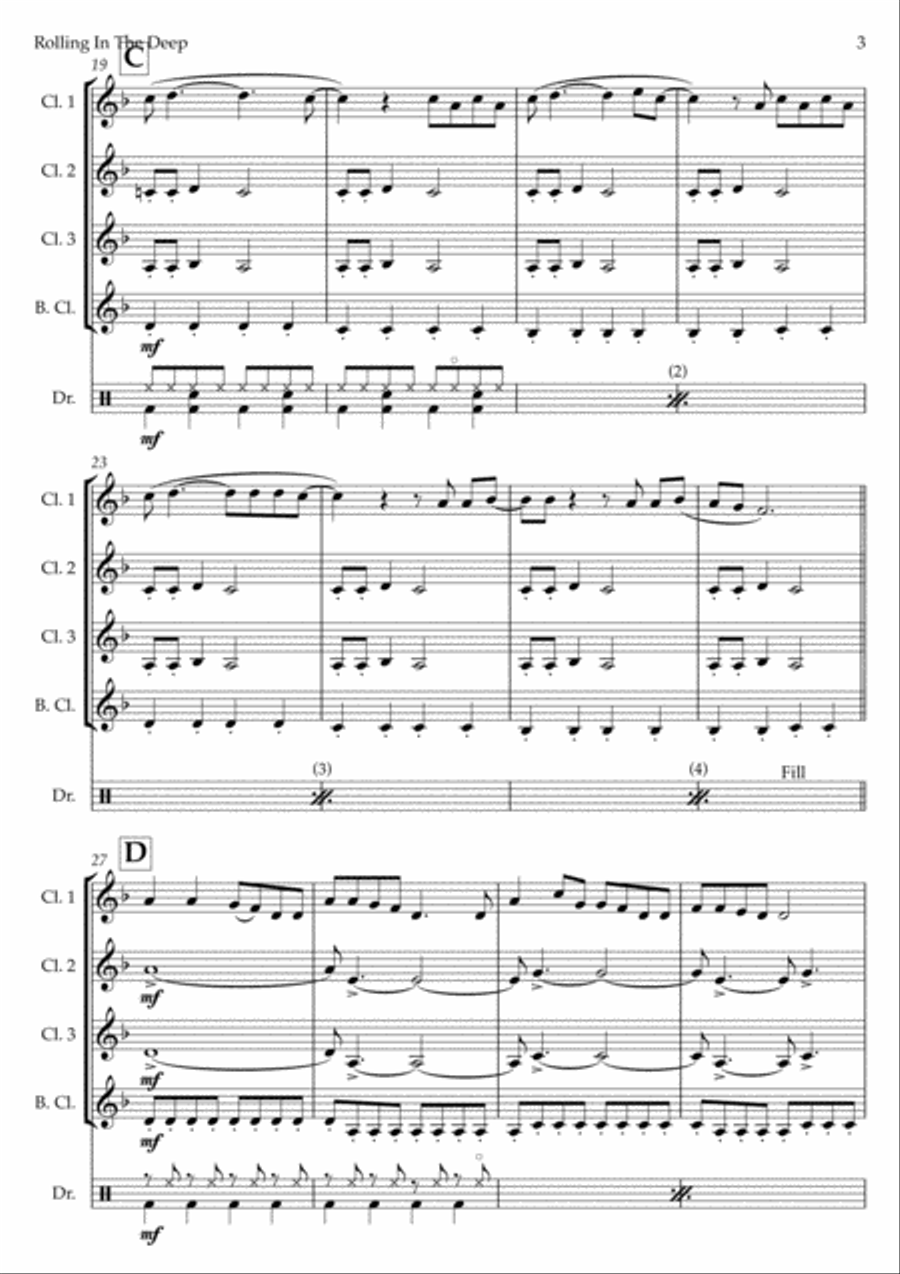 Rolling In The Deep Woodwind Quartet scores gallery preview page 3