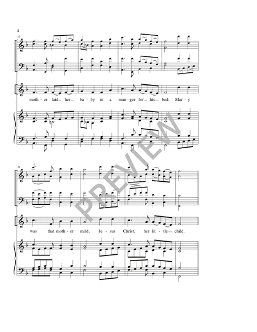 Once in Royal David's City 4-Part scores gallery preview page 4