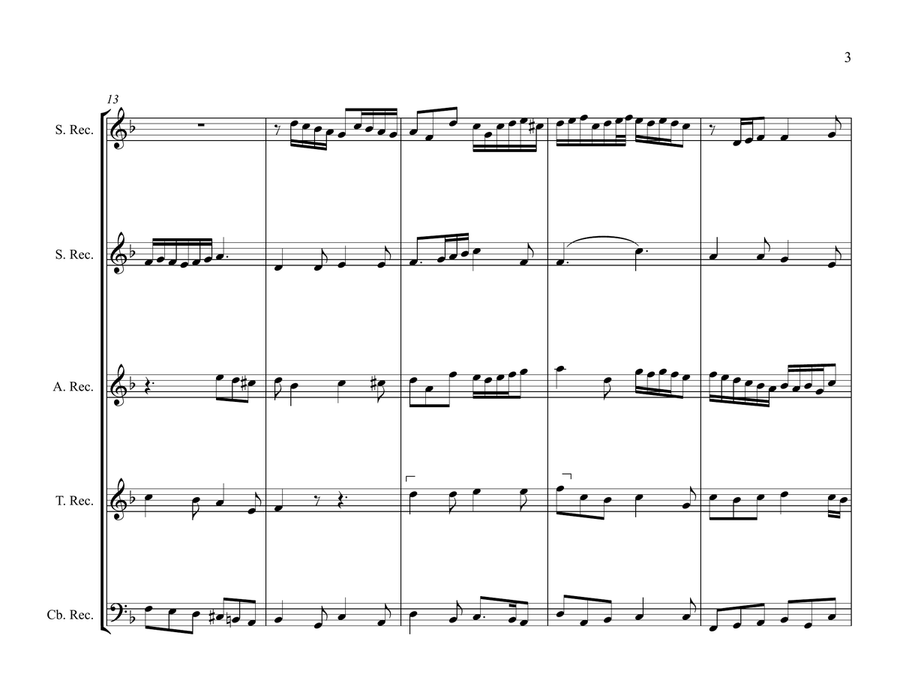 In Dulce Jubilo for Recorder Quintet Small Ensemble scores gallery preview page 3