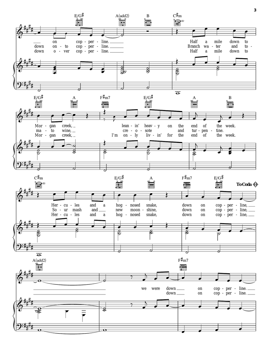 Copperline Piano, Vocal, Guitar scores gallery preview page 3