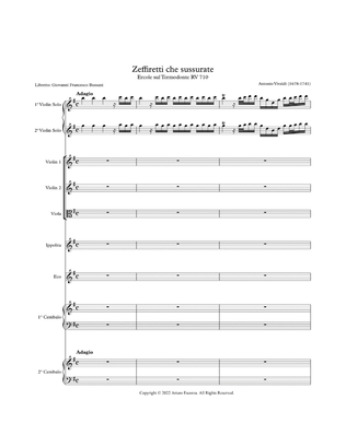 "Zeffiretti che sussurrate" from "Ercole in Termodonte" RV 710 by Antonio Vivaldi - Score Only