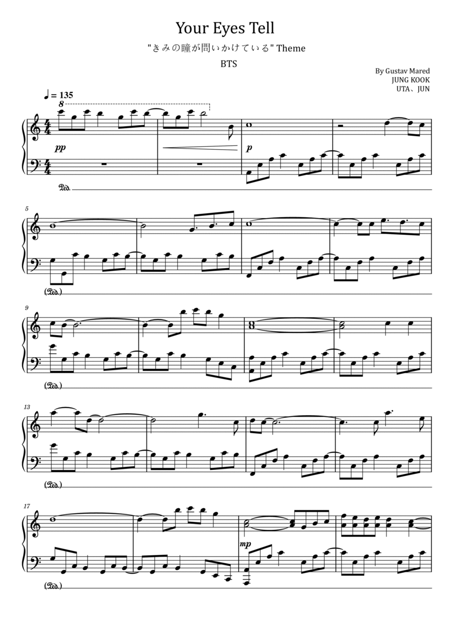 Your Eyes Tell Piano Solo scores gallery preview page 1