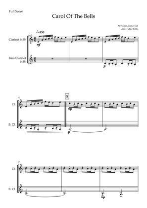 Carol Of The Bells (Mykola Leontovych) for Clarinet in Bb & Bass Clarinet in Bb Duo