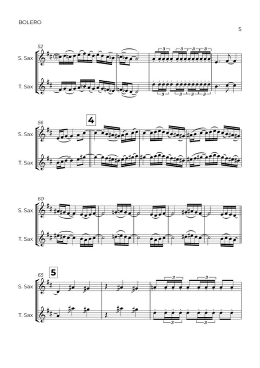 BOLERO - RAVEL - SAX SOPRANO & TENOR Tenor Saxophone scores gallery preview page 5