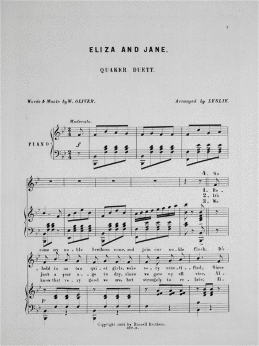 Eliza & Jane (Quaker Duet) Voice scores gallery preview page 2