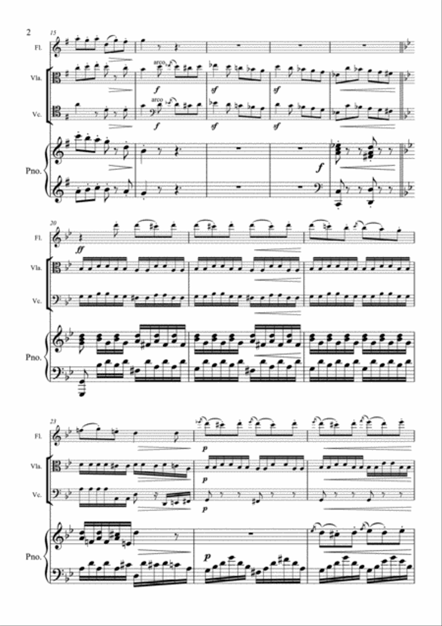 Beethoven - Rondo Op.49 - Flute, Viola, Cello, Piano Piano Quartet Small Ensemble scores gallery preview page 2