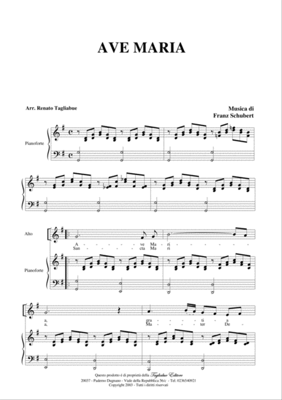 AVE MARIA by F. Schubert - Arr. for Alto and. Piano (G Maior) AVE MARIA by F. Schubert - Arr. for Alto and. Piano (G Maior) Alto Voice scores gallery preview page 2