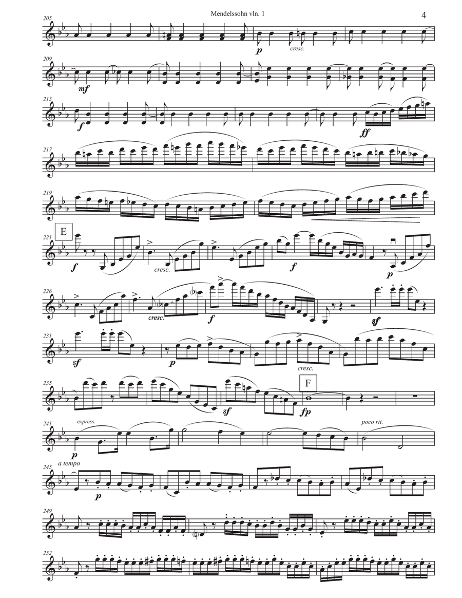 Mendelssohn Octet arr. for String Quartet op. 20 in Eb String Quartet scores gallery preview page 4