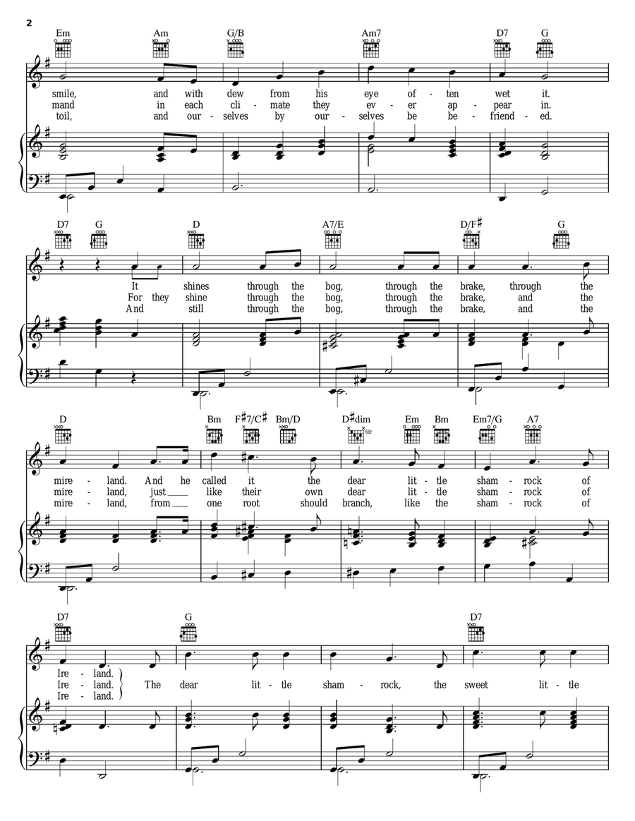 Dear Little Shamrock Piano, Vocal, Guitar scores gallery preview page 2