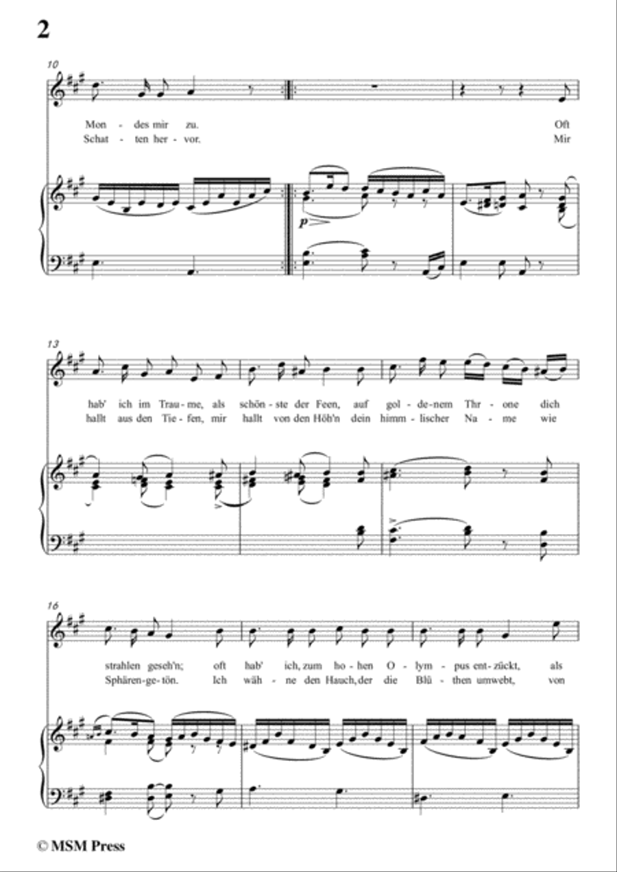 Schubert-Lied der Liebe,in A Major,for Voice and Piano Voice Solo scores gallery preview page 4