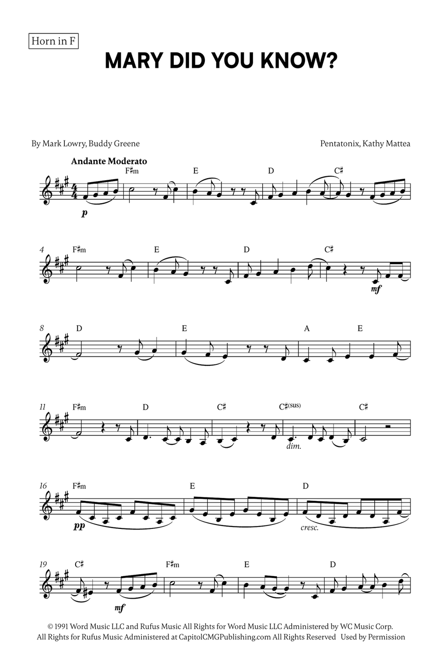 Mary, Did You Know? Horn scores gallery preview page 4