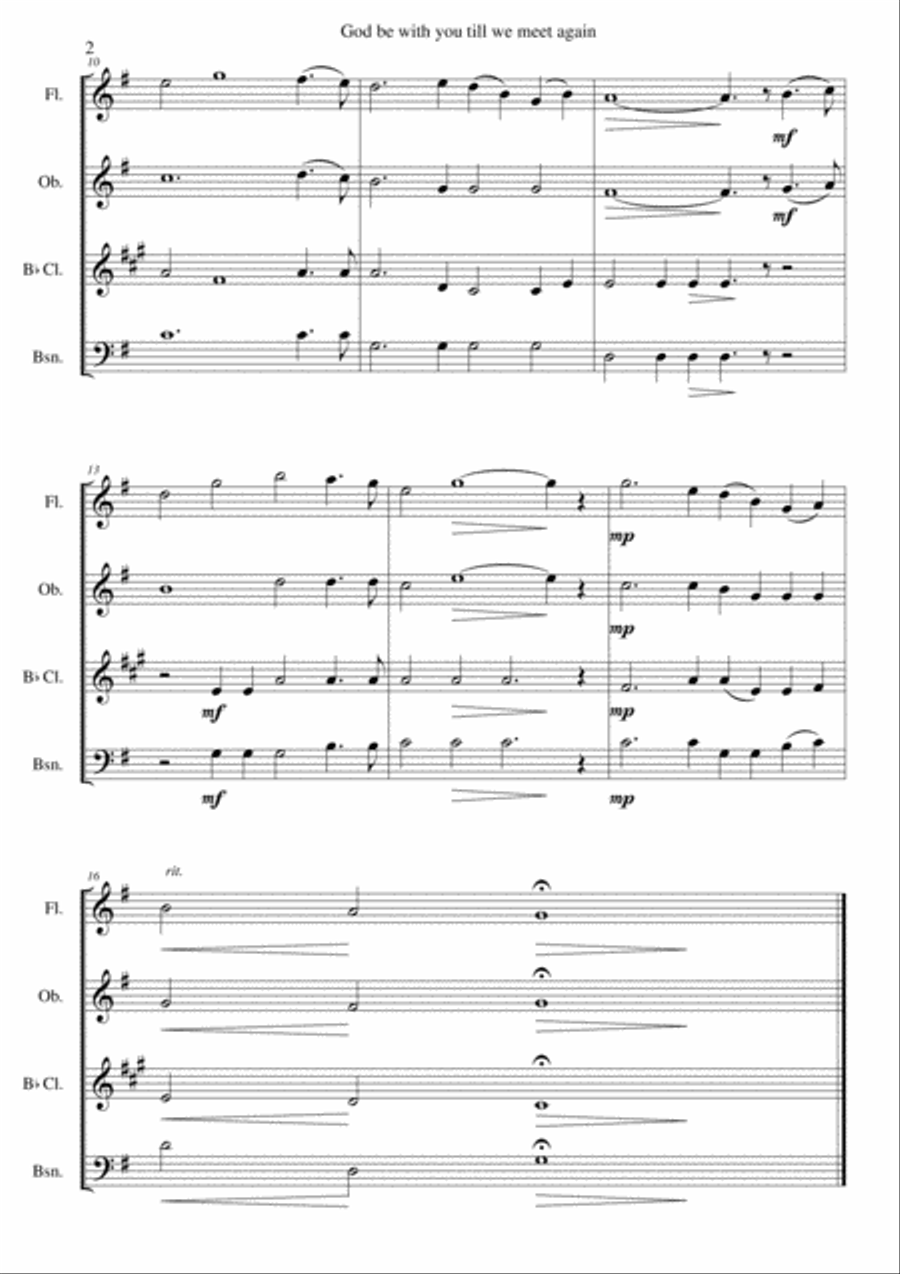 God be with you till we meet again for wind quartet Woodwind Quartet scores gallery preview page 2