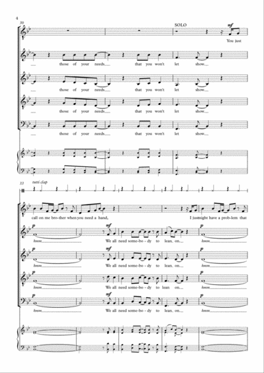 Lean On Me 4-Part scores gallery preview page 4