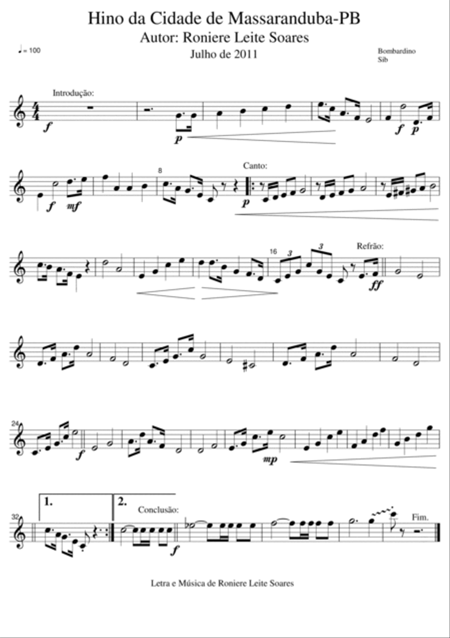 Hino Municipal de Massaranduba - PB Concert Band scores gallery preview page 6