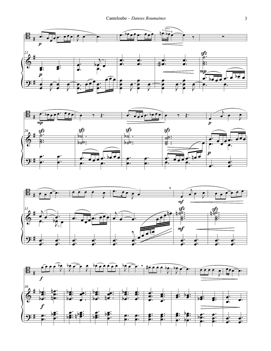 Danses Roumaines for Trombone and Piano Piano scores gallery preview page 3