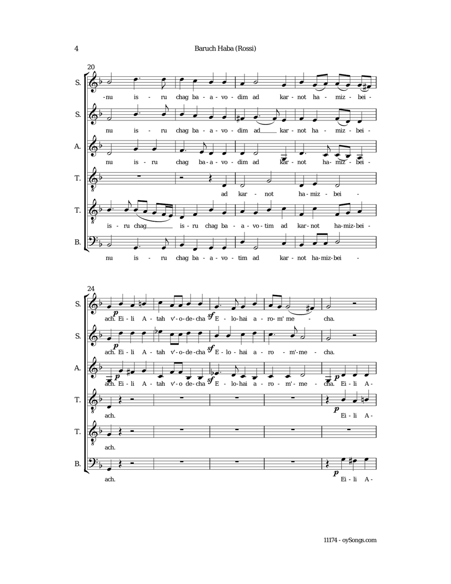 Baruch Haba (Blessed be all who come) SSA scores gallery preview page 4