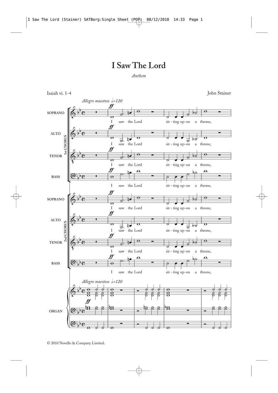 I Saw The Lord I Saw The Lord Piano, Vocal, Guitar scores gallery preview page 1