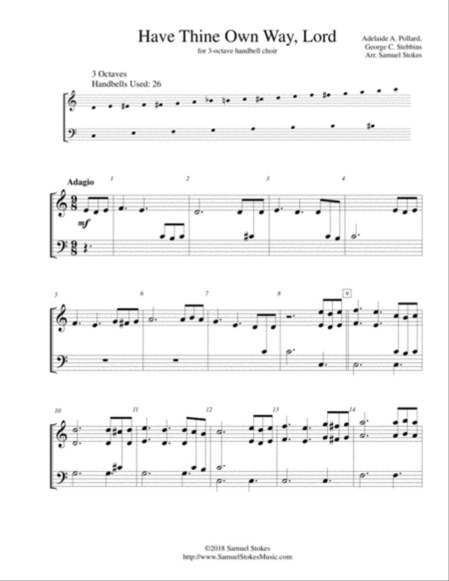 Have Thine Own Way, Lord - for 3-octave handbell choir 3-Octaves scores gallery preview page 1