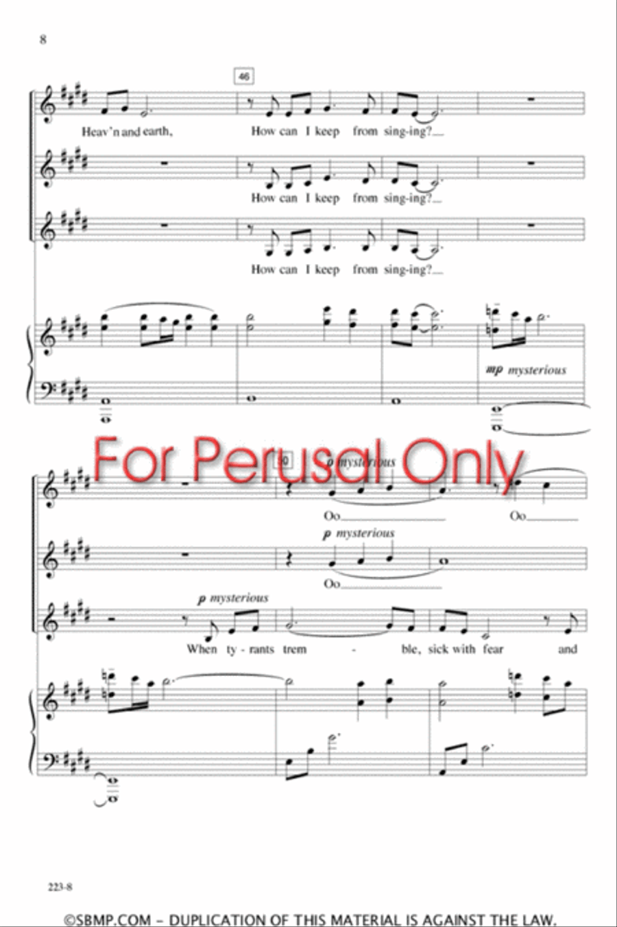 How Can I Keep from Singing - SSA Octavo SSA scores gallery preview page 8