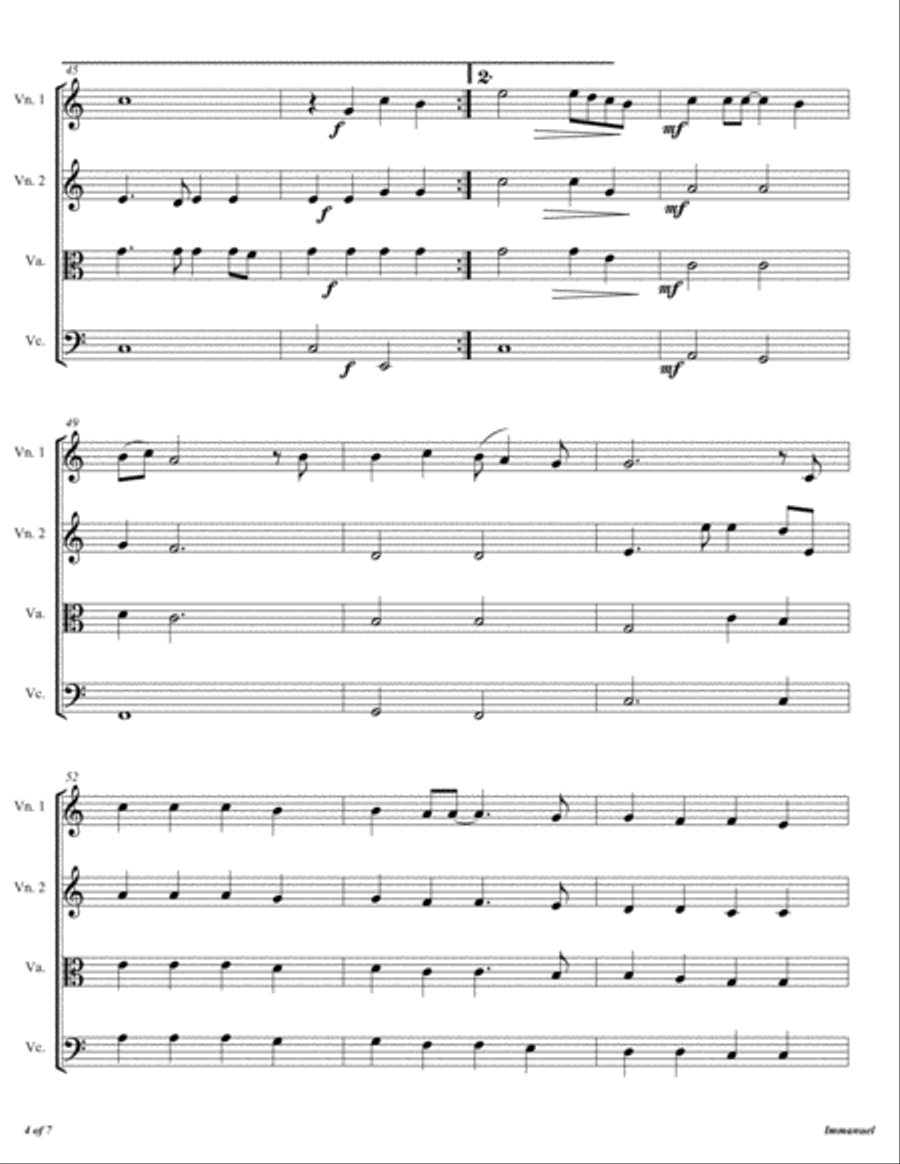 Immanuel Immanuel String Quartet scores gallery preview page 5