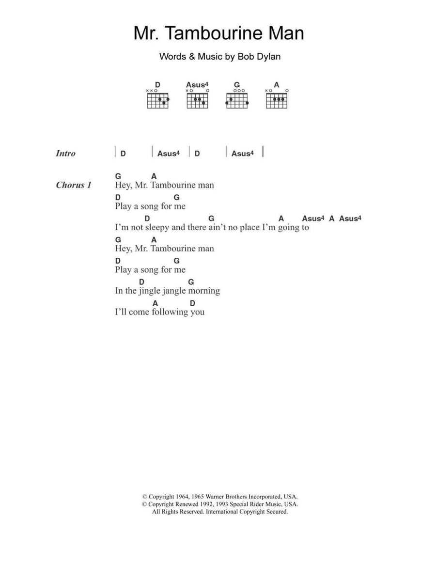 Mr. Tambourine Man Acoustic Guitar scores gallery preview page 1