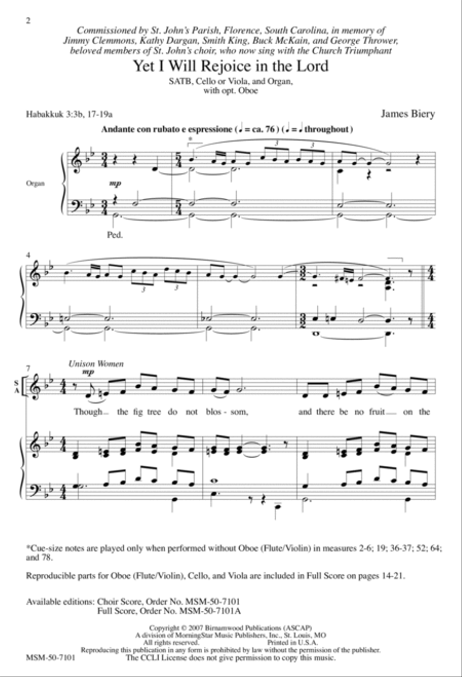 Yet I Will Rejoice in the Lord 4-Part scores gallery preview page 2
