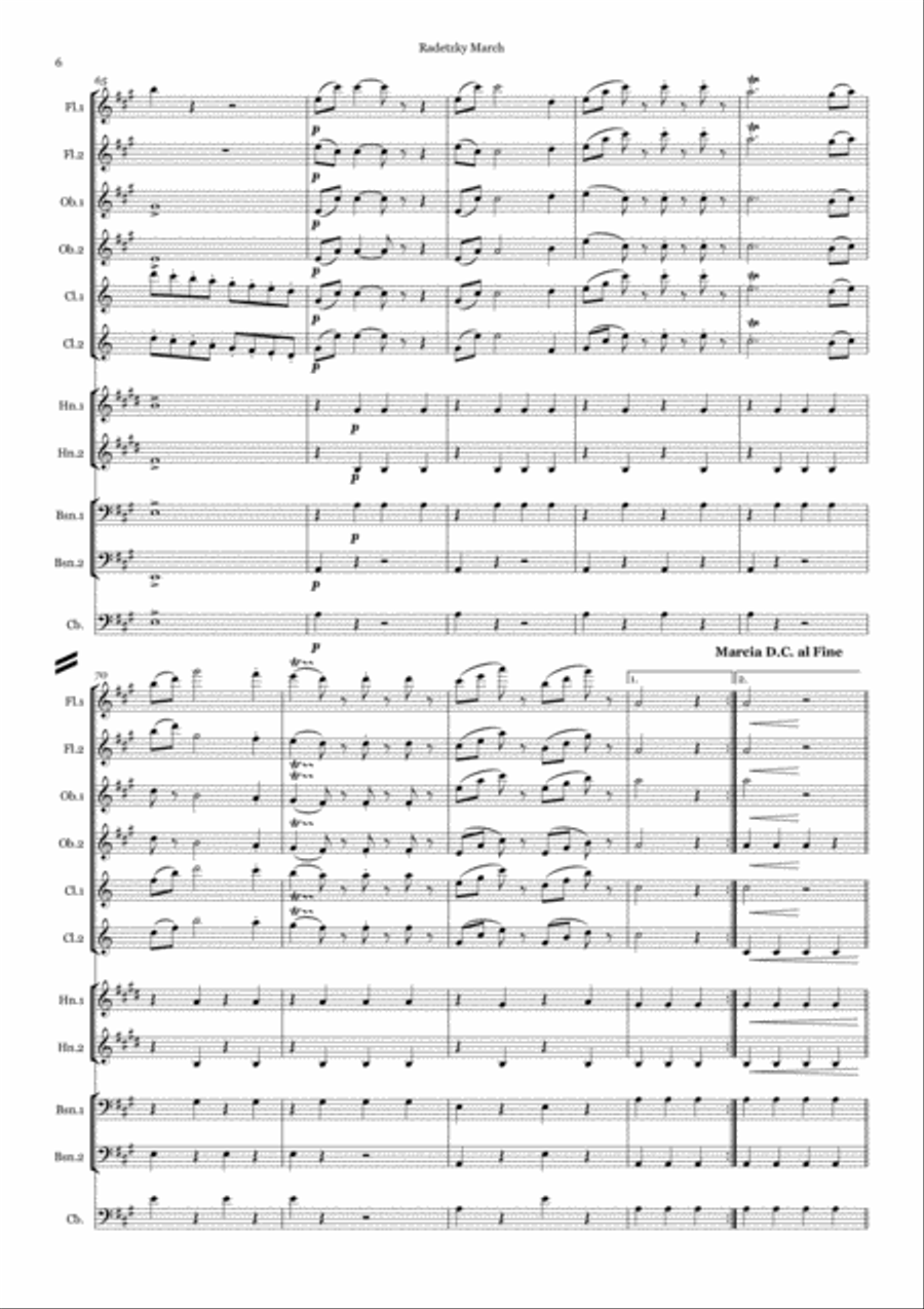J Strauss: Radetsky March - wind dectet Woodwind Quintet scores gallery preview page 6