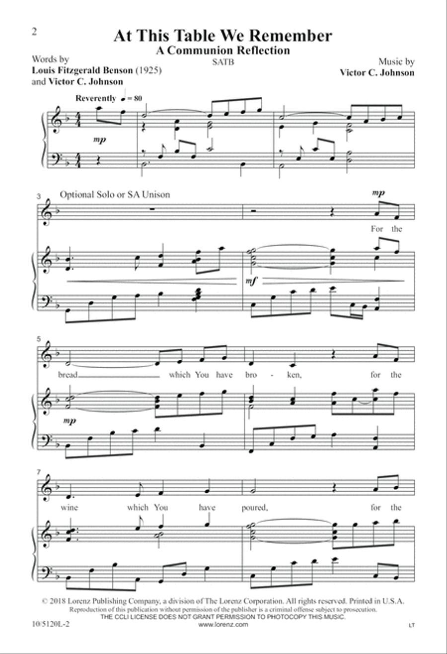 At This Table We Remember 4-Part scores gallery preview page 2