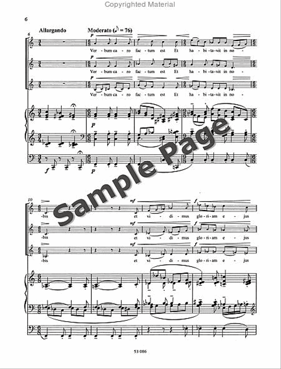 Verbum Caro Factun Est Femalechoir(ssa) Or 3 Solo Parts And Organ SSA scores gallery preview page 7
