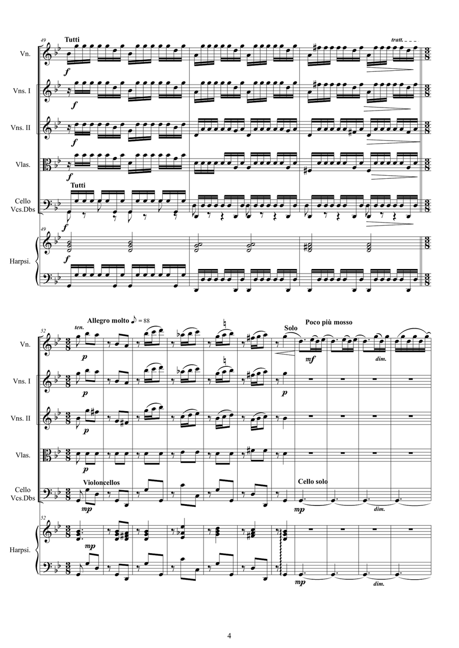 Vivaldi - Violin Concerto No.2 in G minor RV 315 (Summer) Op.8 for Violin, Strings and Harpsichord Chamber Orchestra scores gallery preview page 4