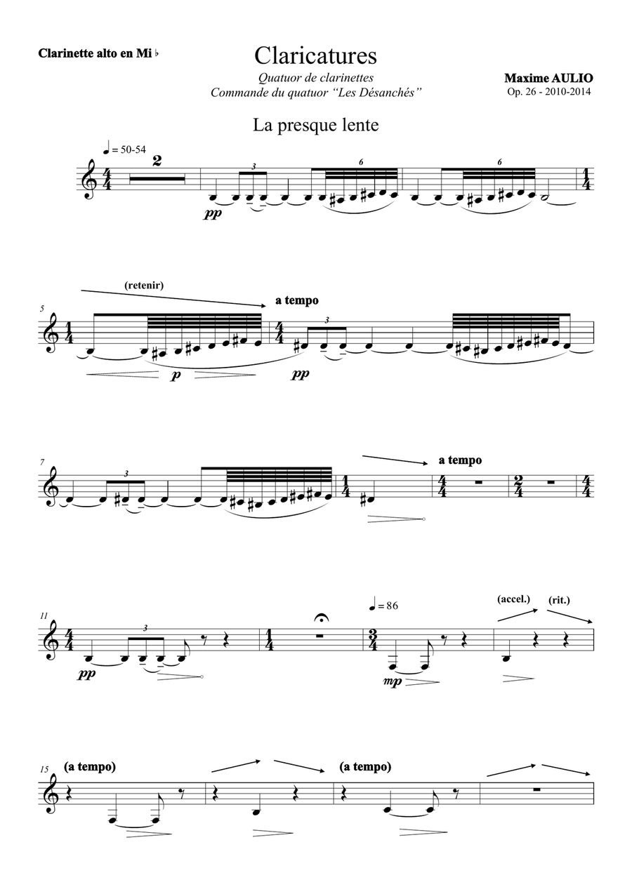 Claricatures, for clarinet quartet - set of parts Clarinet Quartet scores gallery preview page 1