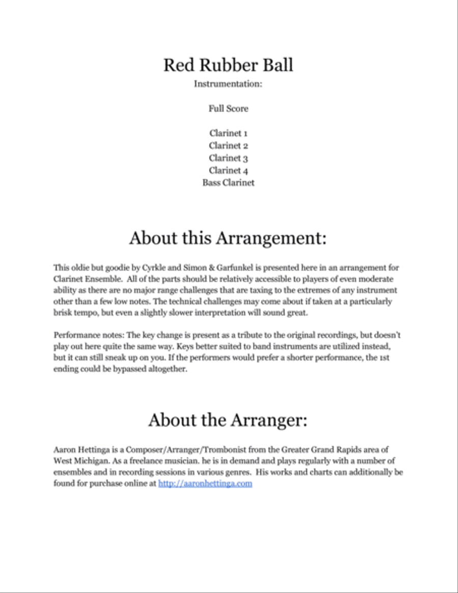 Red Rubber Ball Clarinet Quintet scores gallery preview page 2