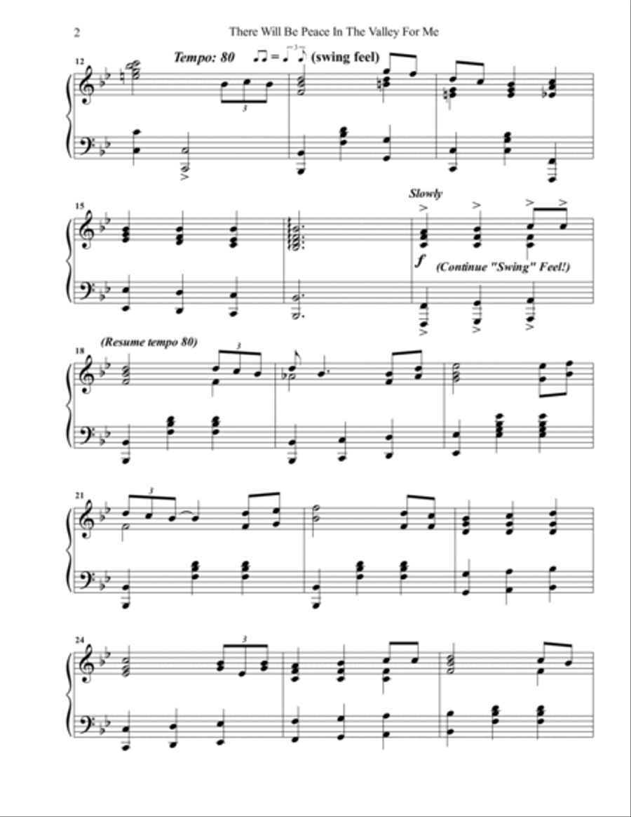 There Will Be Peace In The Valley For Me with I've Got Peace Like a River Piano Solo scores gallery preview page 2