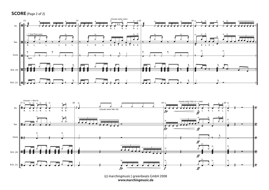 LOS BASSOS (Street Cadence) Marching Band scores gallery preview page 3