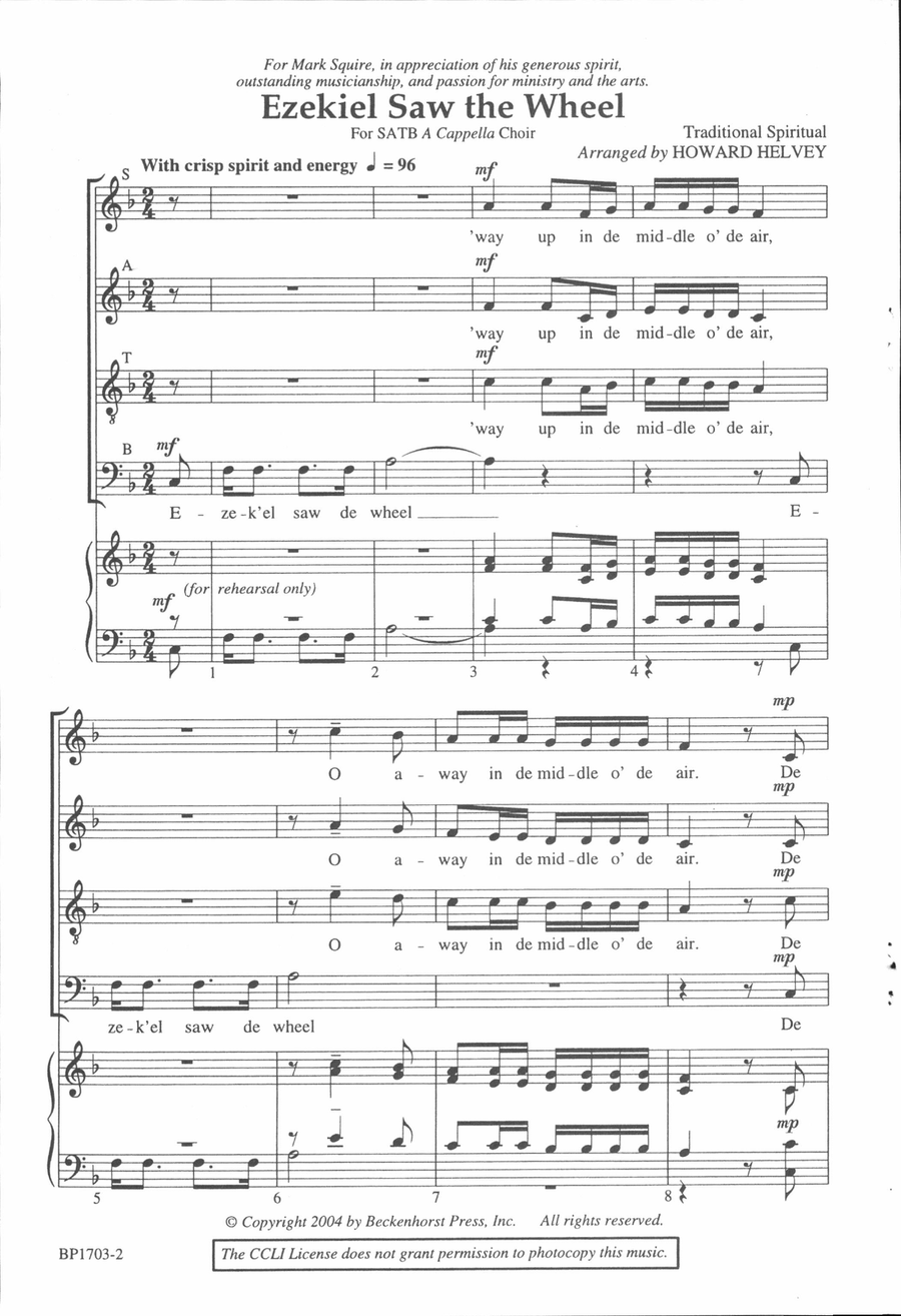 Ezekiel Saw the Wheel - SATB 4-Part scores gallery preview page 2