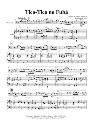 Tico-Tico no Fubá - Choro - Key: A-minor - Piano and Cello