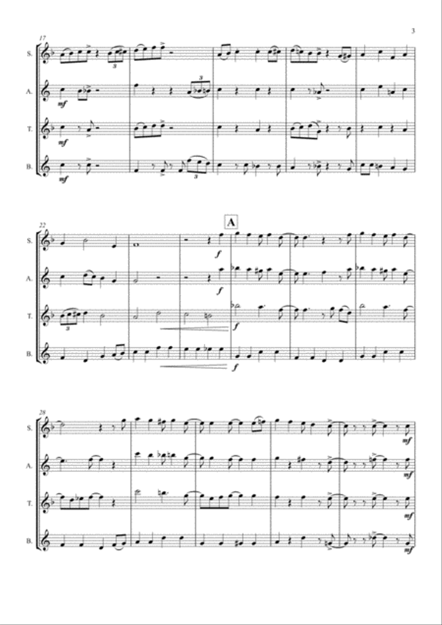 Santa Claus Is Comin' To Town Santa Claus Is Comin' To Town Saxophone Quartet scores gallery preview page 3