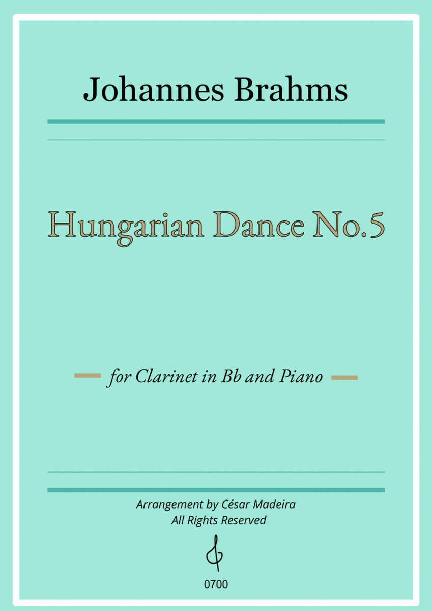 Hungarian Dance No.5 by Brahms - Bb Clarinet and Piano (Full Score) image number null