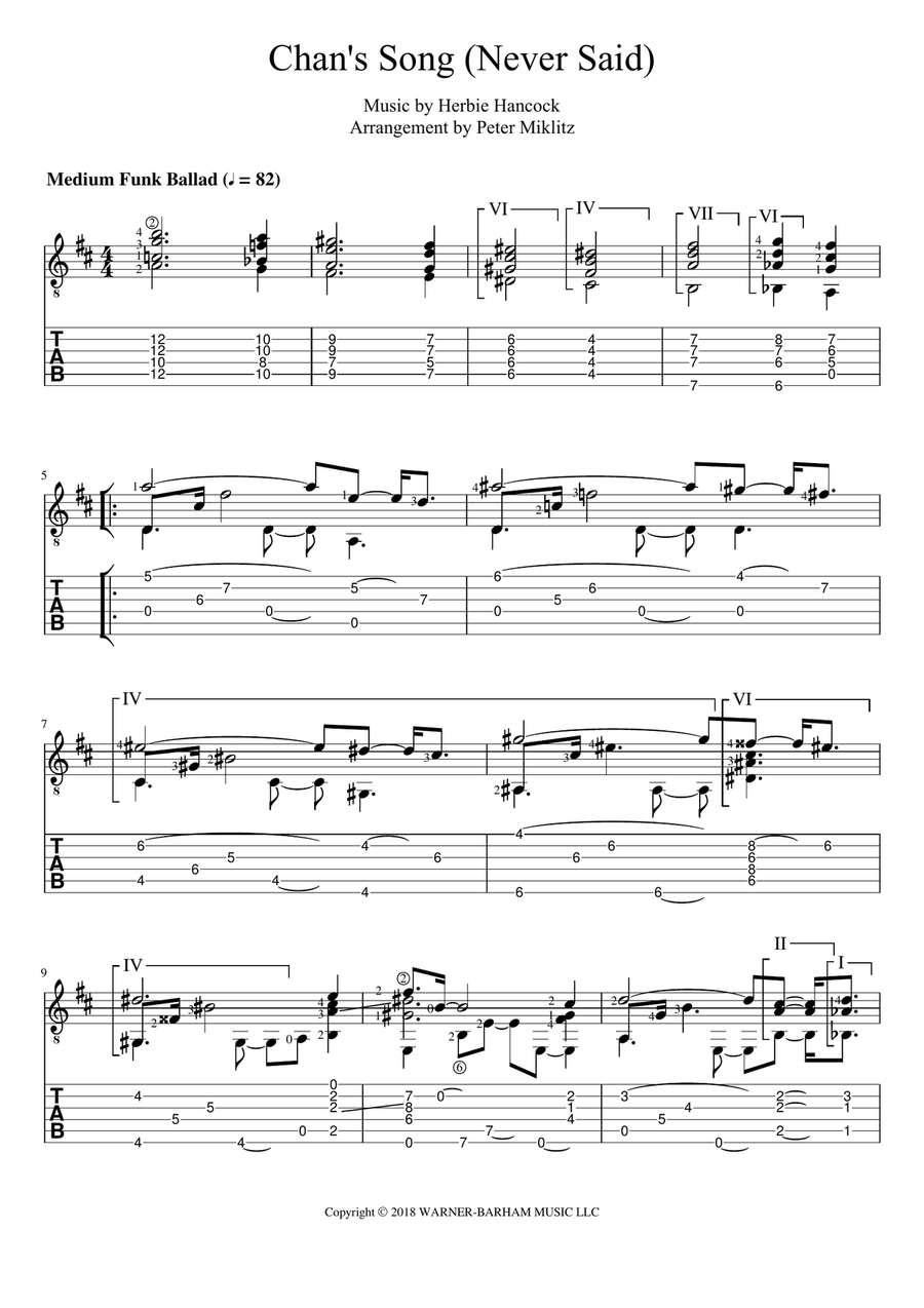 Chan's Song Guitar Solo scores gallery preview page 1