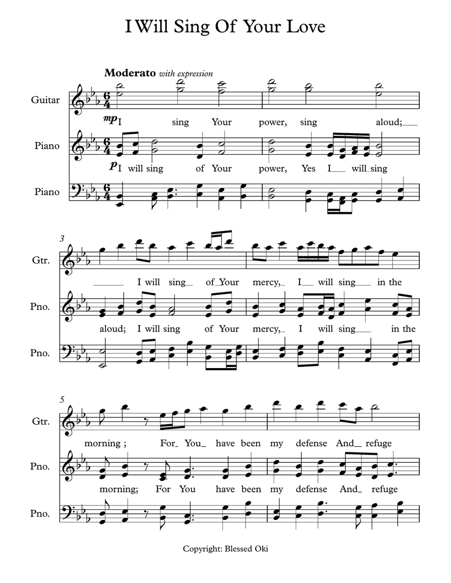 I Will Sing Of Your Love I Will Sing Of Your Love Guitar scores gallery preview page 1