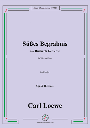 Book cover for Loewe-Süßes Begräbnis,in G Major,Op.62 H.I No.4