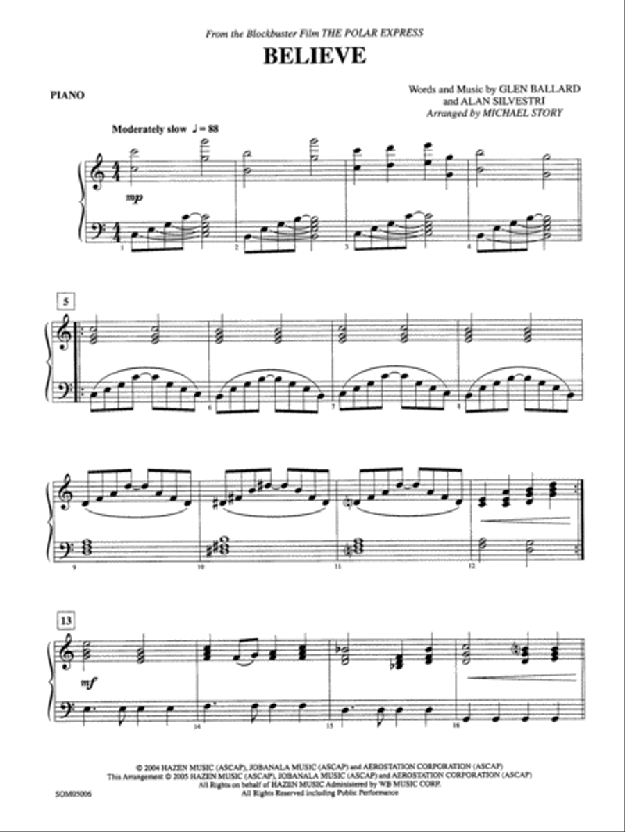 Believe (from The Polar Express): Piano Accompaniment Orchestra scores gallery preview page 1