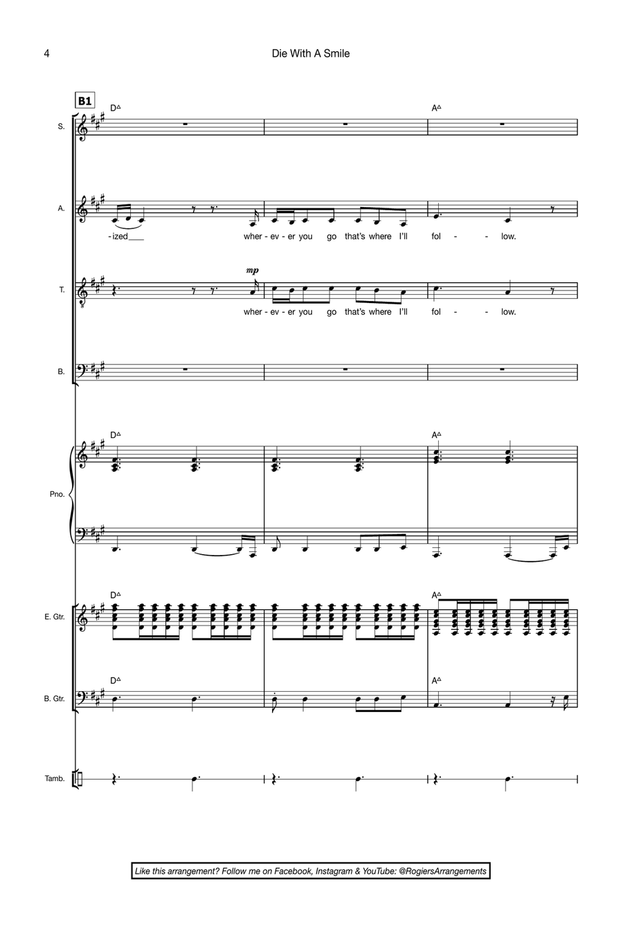 Die With A Smile 4-Part scores gallery preview page 4